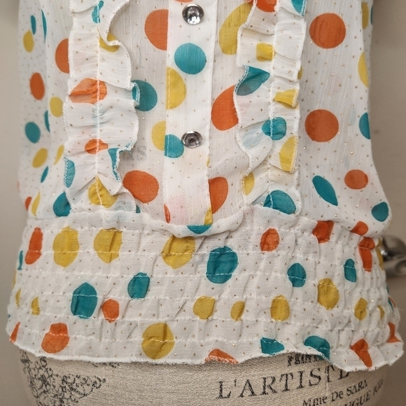 60s Polkadot Ruffle Top - Picture 6 of 11
